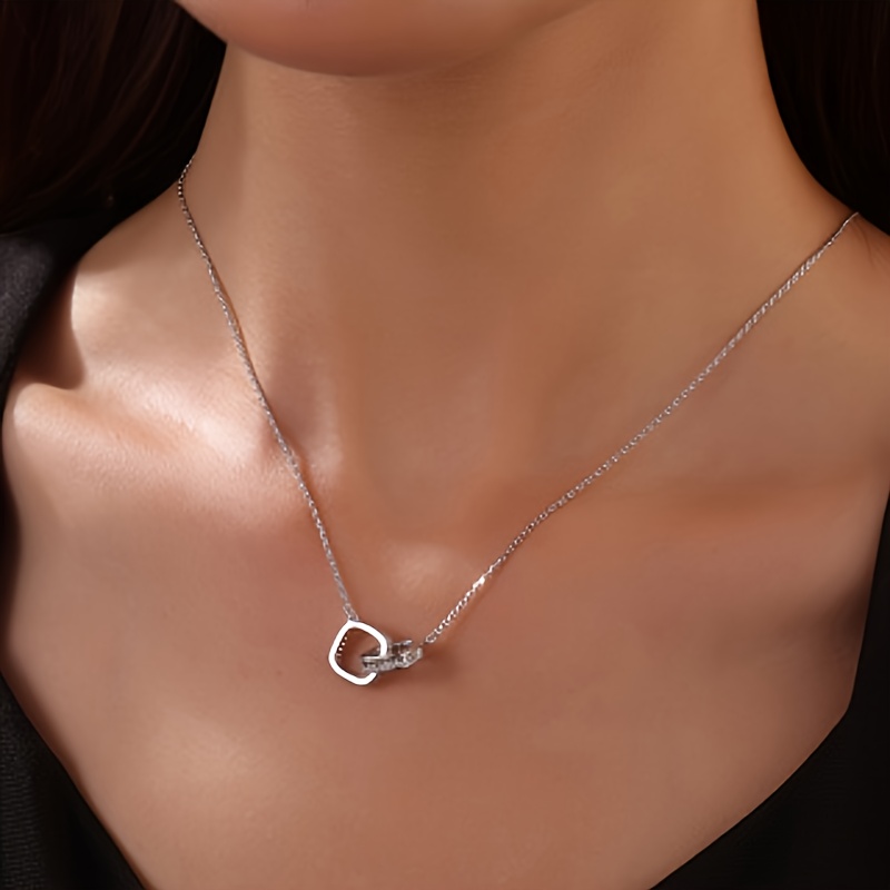 Women's Golden Double-Ring Pendant Necklace, Classic Design